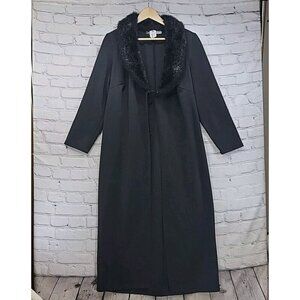 Vintage California Concepts Jacket Fur Collar Womens Black Sz L Large Long Wrap